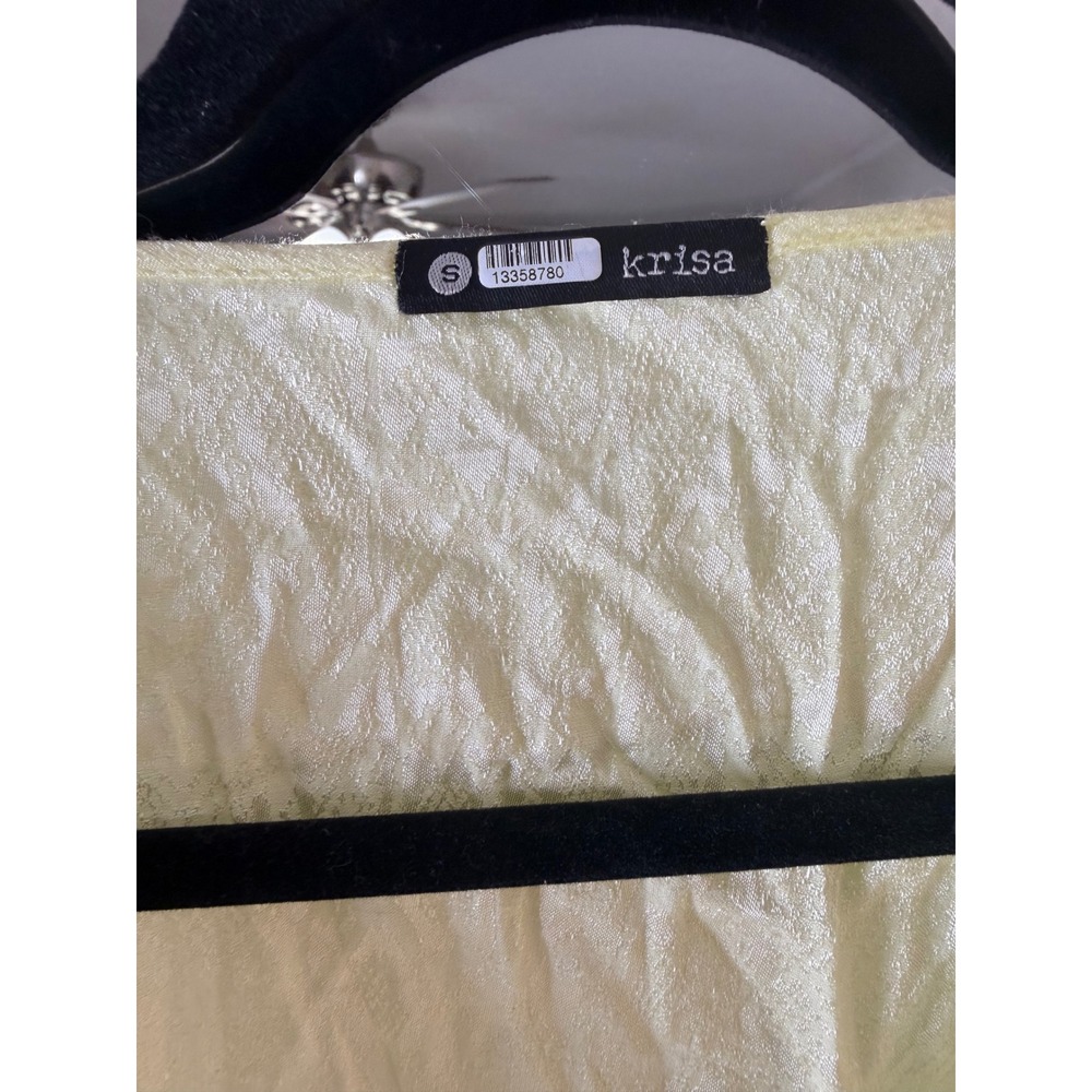 krisa Tie Front Blouse Womens Size S Yellow Excellent Puff Sleeve Textured Top - Picture 4 of 6